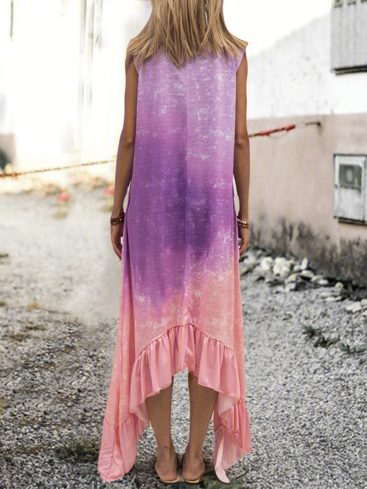 Ärmelloses Kleid aus Baumwollgemisch mit Buchstabe-Print
