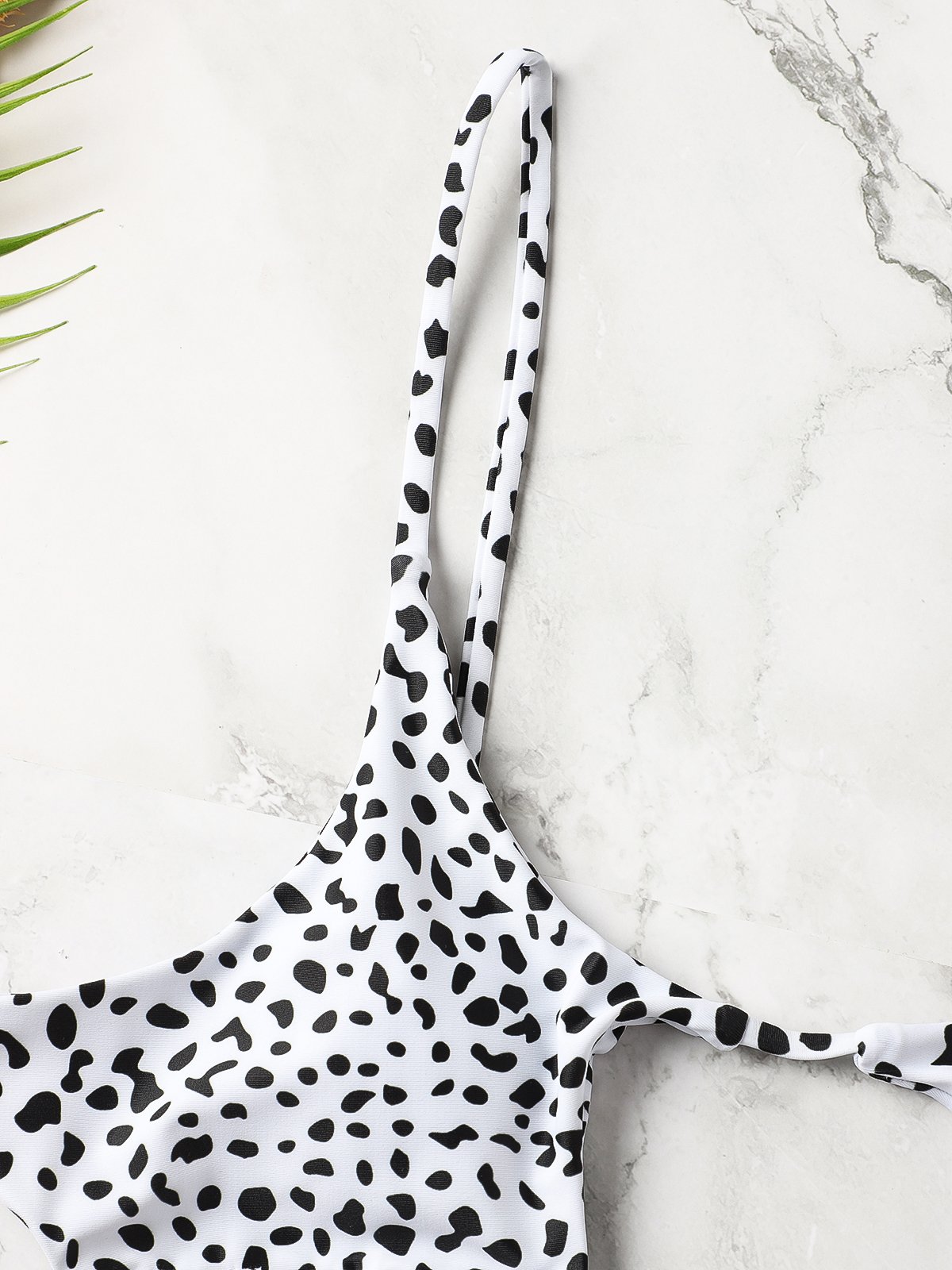 Cut-Outs Dalmatiner Print Bikini Badeanzug