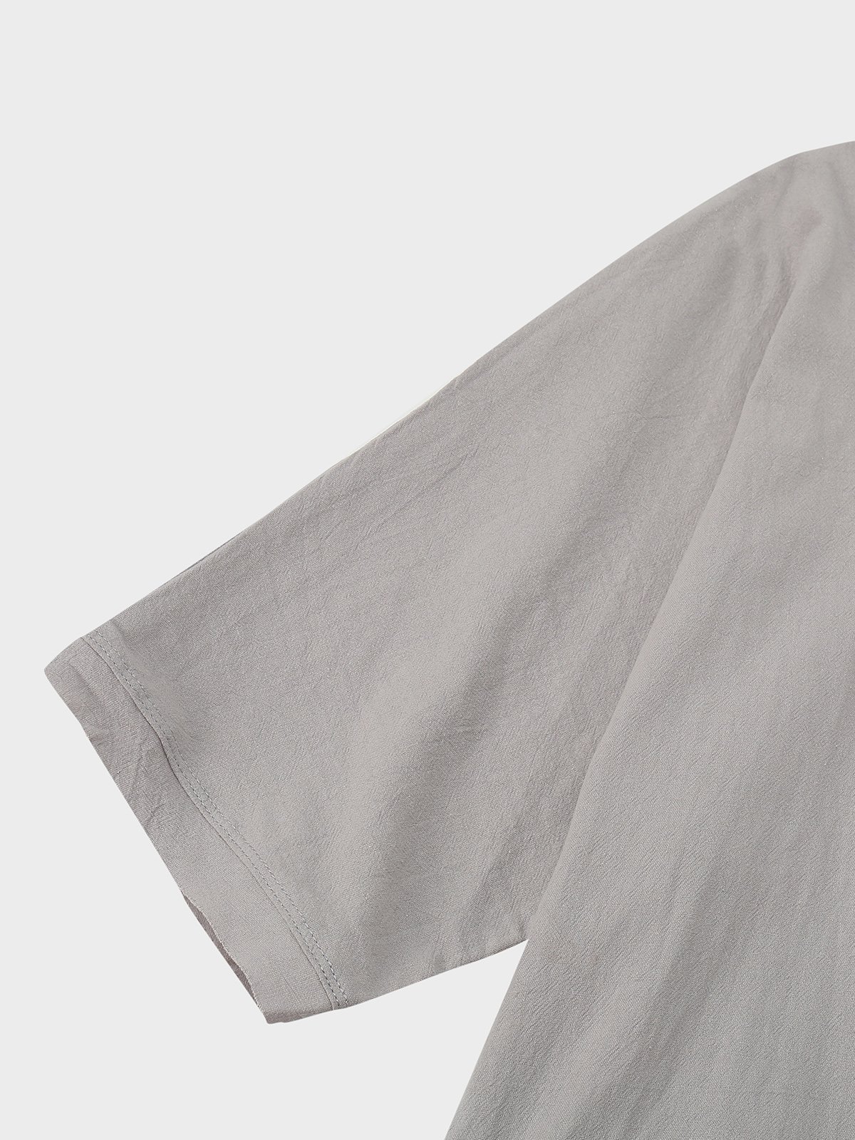 Grau Rundhals Unifarben Leinen Lässig T-Shirt