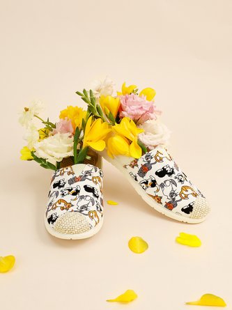 Damen Slip-On Gewebe Segeltuch Fischer Schuhe