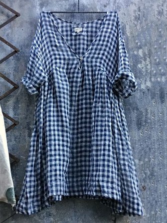 Fledermaus Ärmel Kleid Lässig V-Ausschnitt