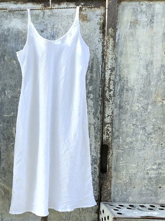 Lässiges Ärmelloses Unifarben Kleid Große Größen