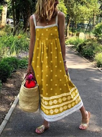 Große Größen Polka Dots Freizeitkleid