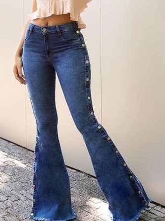 Retro Einfarbige Hose mit Taschen