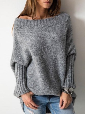 Normaler Einfarbiger Strickpullover