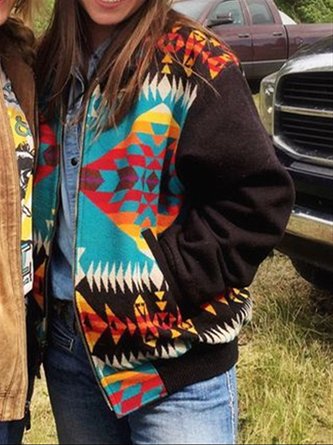 Print Große Größen Lässige Jacke mit Cowgirl Stil
