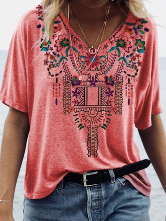 V-Ausschnitt Böhmisch Shirts Bluse