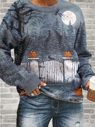 Rundhals Print Sweatshirts für Outdoor
