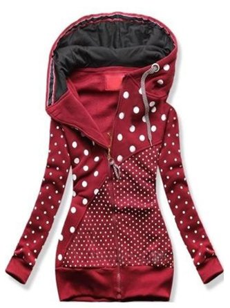 Rot Lässig Print Polka Dots Sweatshirt