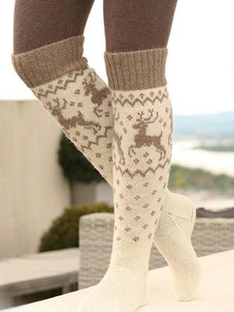 Hohe Elastizität Print Winter Socken aus Baumwolle