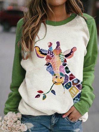 Langarm Normal Tierdruck Lässig Sweatshirts