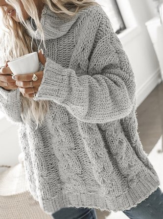 Unifarben Rollkragenpullover Warmer Strickpullover für Herbst/Winter Noracora