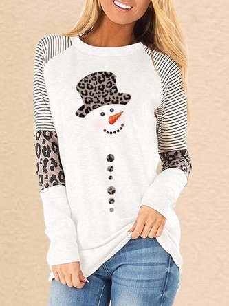 Damen Leoparden Print Schneemann Top Damen