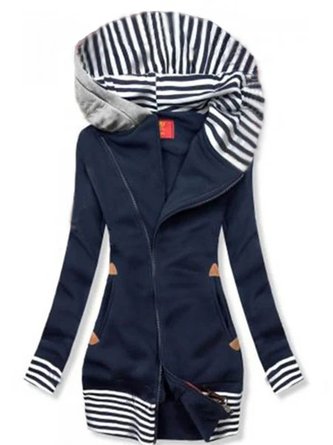Streifen Paneelierte Jacke mit Langarm