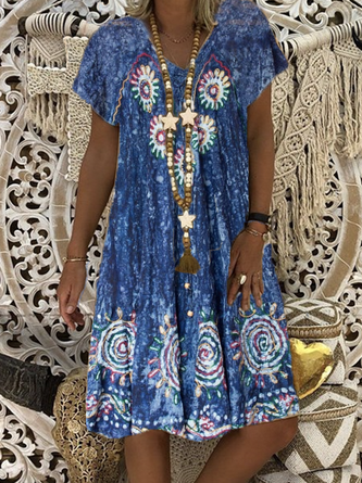 Damen Schicke Böhmische Hippie Kleider für Urlaub aus Baumwolle
