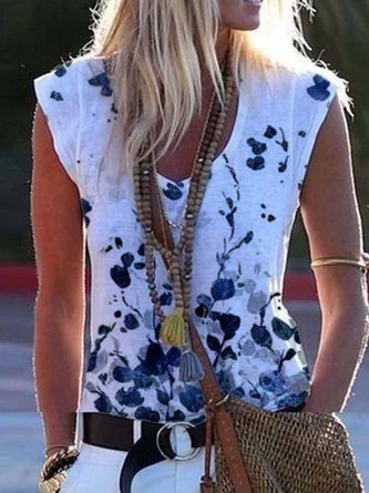 Ärmellose Lässige Tops mit Print
