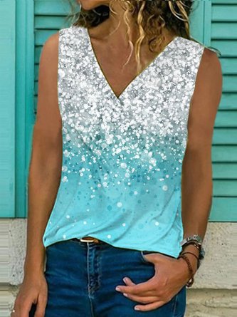 Batik Print  Tank-Top Farbverlauf Ärmellos Lässig Jersey Noracora
