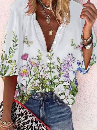 Polyester Sommer Shirts & Blusen mit V-Ausschnitt