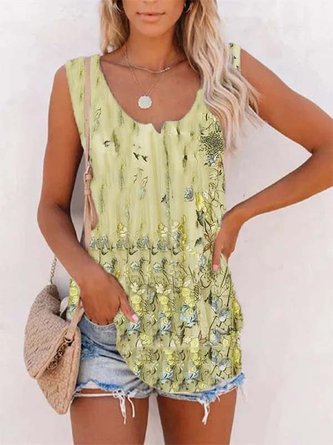 Print Ärmellose Shirts & Blusen mit V-Ausschnitt