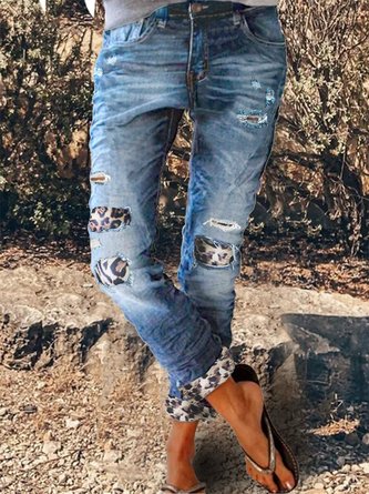 Leopard Paneelierte Jeans