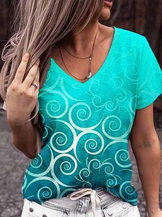 Print Urlaub Shirts & Blusen mit V-Ausschnitt