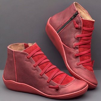 Unifarben Flache Stiefelette