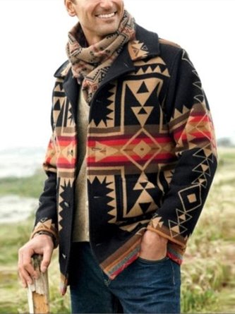 Einheimischer Muster Print Jacken mit Langarm