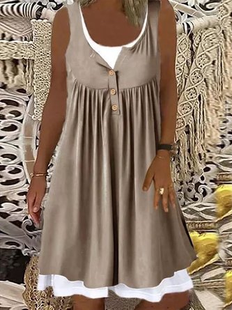 Rundhals Regelmäßige Passform Unifarben Kurzarm Stricken Kleid