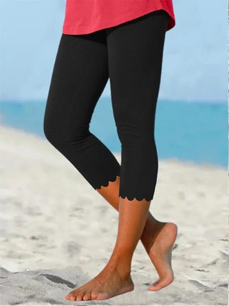 Strand Täglich Basic Unifarben Farbe Gemustert Elastische Taille Hohe Elastizität Verbrannt Blume Hose