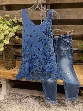 Lässige Ärmellose Shirts & Blusen mit Print
