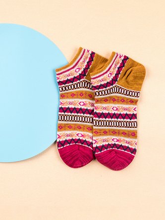 Lässig Gestreift Muster Baumwolle Socken Damen Boot Socken