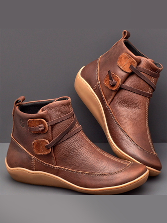Damen Lässig Bequem Täglich Verstellbar Weich Leder Stiefelette