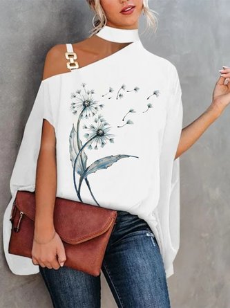 Lässig Löwenzahn Kurzarm Rundhals Große Größen Print Shirts & Blusen T-Shirts