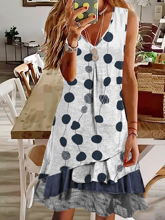 Polka Dots Ärmellos Gewebe Kleider
