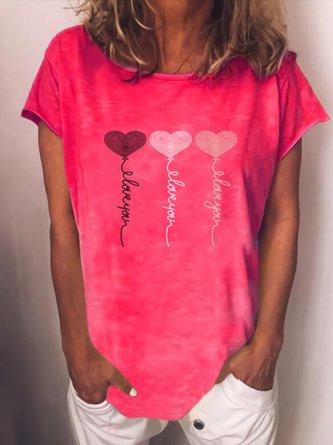 Lässig Kurzarm Rundhals Große Größen Print Shirts & Blusen T-Shirts