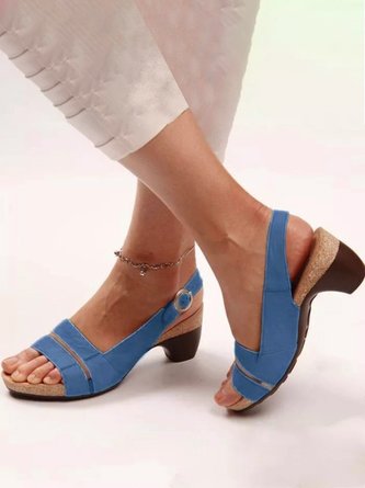 Blockabsatz Sandal Unifarben Retro lässiger Stil Noracora