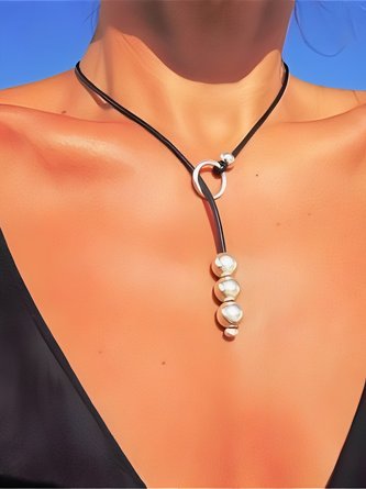Bohemien Geometrisch Kreis Leder Kabel Korn Verstellbar Halskette