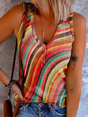 Abstrakt Print Tanktop Große Größen Lässig Mode Urlaub Noracora