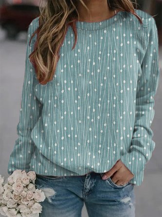 Polka Dots Lässig Herbst Leicht Täglich Weit Regelmäßig H-Linie Regelmäßig Größe Sweatshirts für Damen