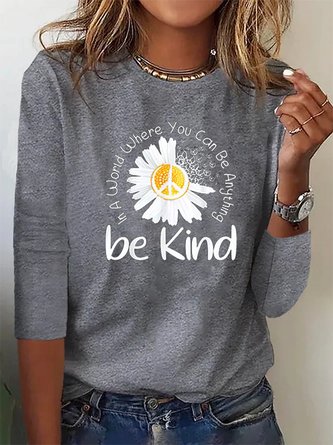 Lässig Herbst Gänseblümchen Täglich Standard Rundhals Regelmäßig Regelmäßig Regelmäßig Größe T-Shirt für Damen