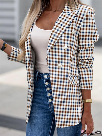 Lässig Weit Kariert Blazer