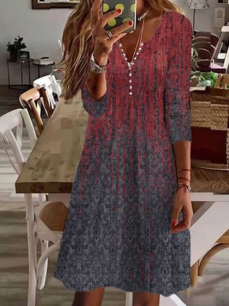 Abstrakt V-Ausschnitt Freizeitkleid