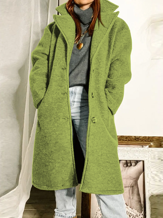 Lässig Winter Unifarben Geknöpft Mikroelastizität Große Größen Langarm Schalkragen Wollmischung Sonstiges Mantel für Damen