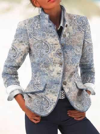 Böhmisch Retro Stehkragen Blazer aus Wolle Noracora