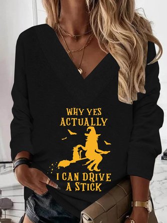 Halloween Langarm V-Ausschnitt Print Shirts & Blusen Sweatshirts