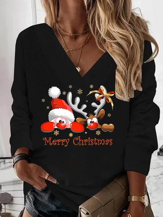Weihnachten V-Ausschnitt Jersey Sweatshirt