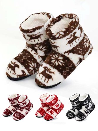 Damen Weihnachten Nicht-Unterhose Warm Zuhause Stiefelette