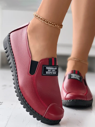 Kunstleder Lässig Retro Buchstabe Patchwork Weich Sohle Halbschuhe