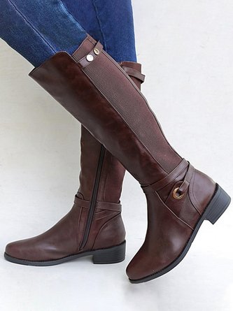 Retro Große Größen Stricken Paneeliert Reitstiefel Mit Größe Reißverschluss