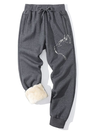 Lässig Katze Print Vlies Jogginghose